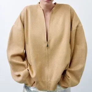 ZARA 　ゴールド＆ベージュ ニットブランケット フリンジニット ブランケット - ブラウン | ZARA Japan / 日本